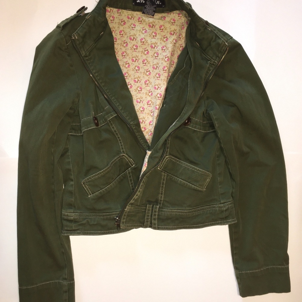 Dark Green Jacket with Flower Lining